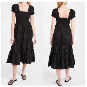 OPT Daphne Smocked Midi Dress Black Small